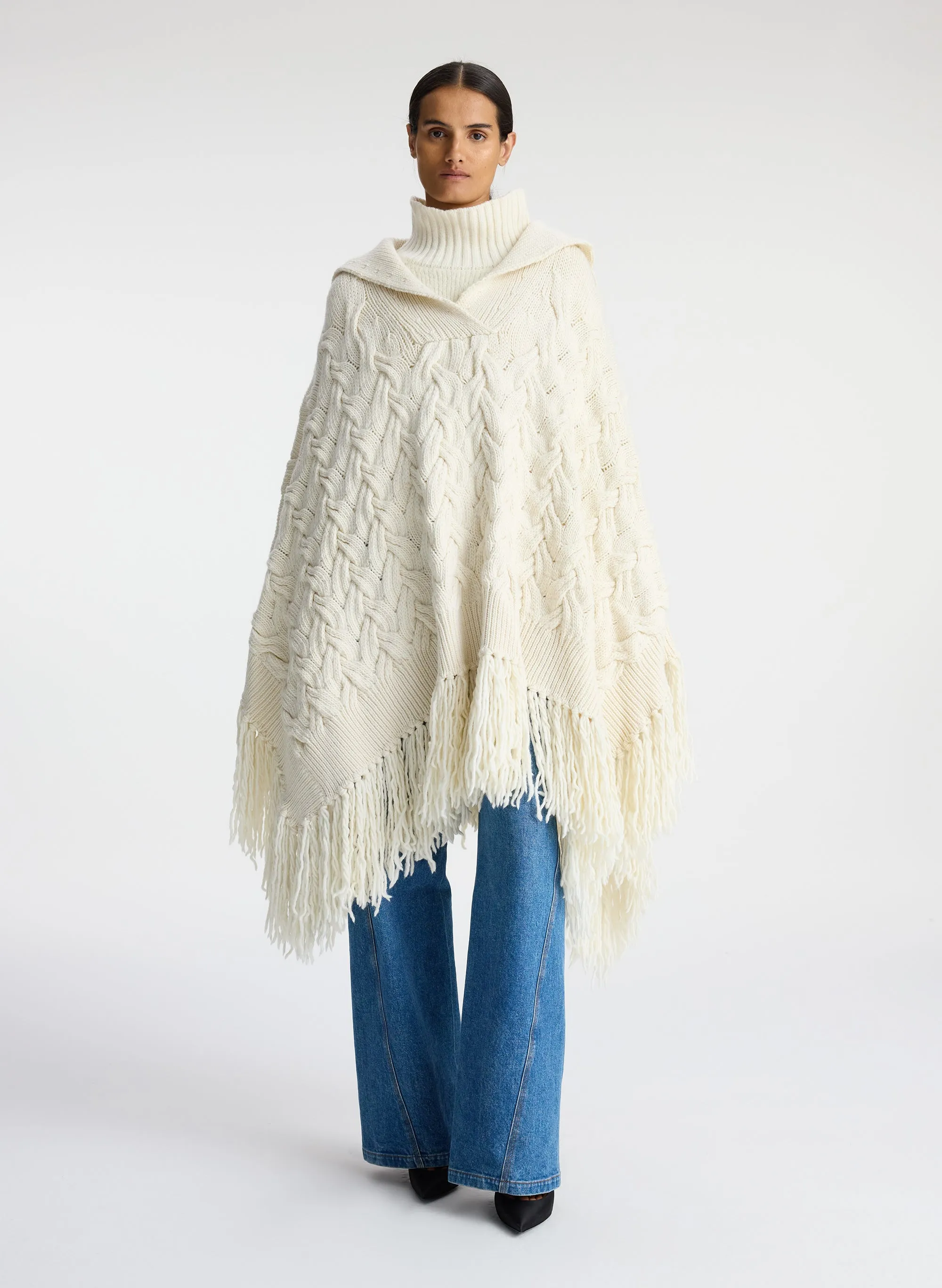 Emilia Wool Cable Poncho