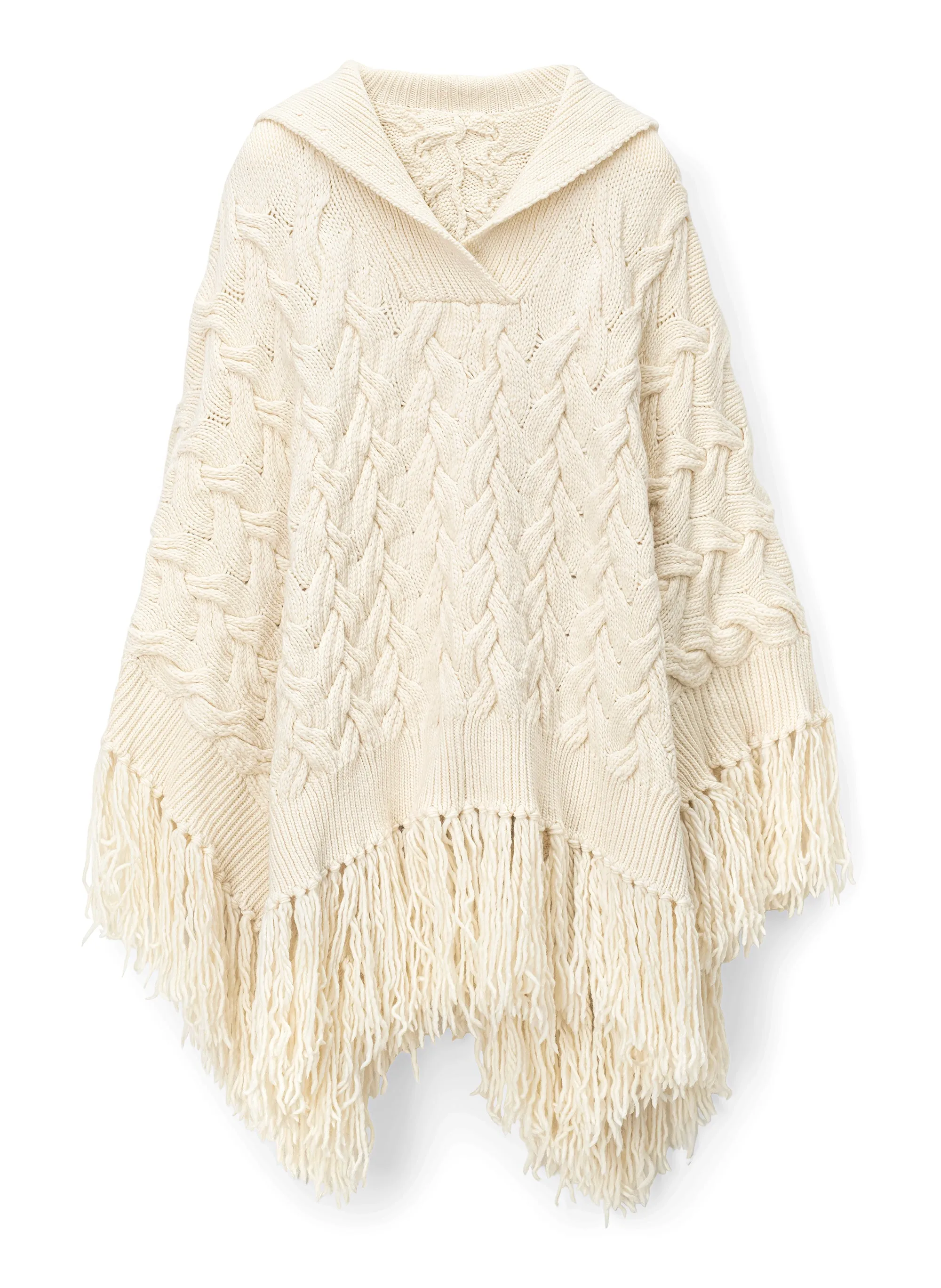 Emilia Wool Cable Poncho