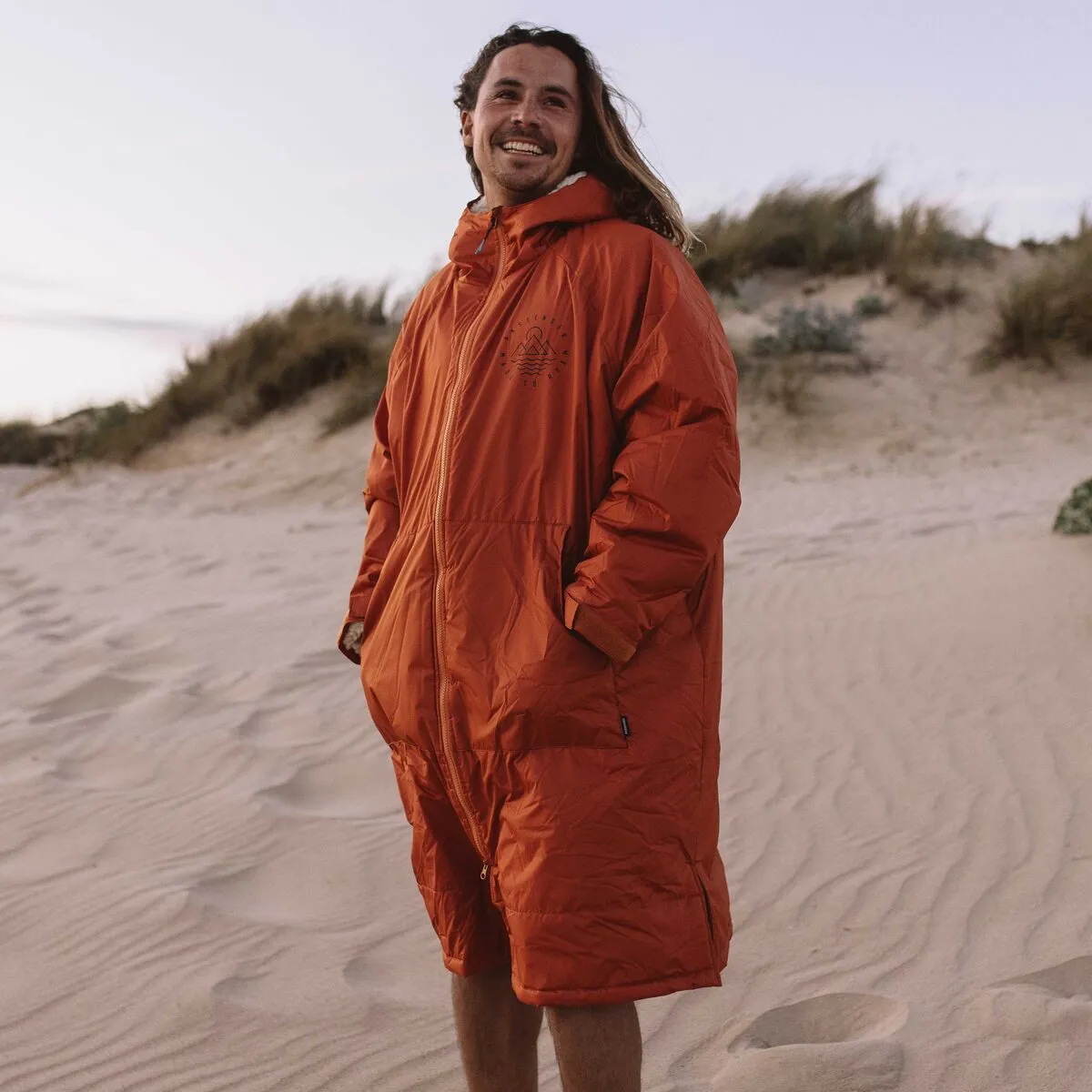 Escapism Recycled Sherpa Lined Changing Robe - Rust