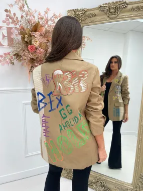 Faith Sand Graffiti Oversized Blazer