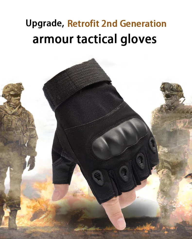 Fingerless Men's Gloves Hard Knuckle Military Tactical Gloves Outdoor Sports Hunting Airsoft Motorcycle Cycling Glove HalfFinger