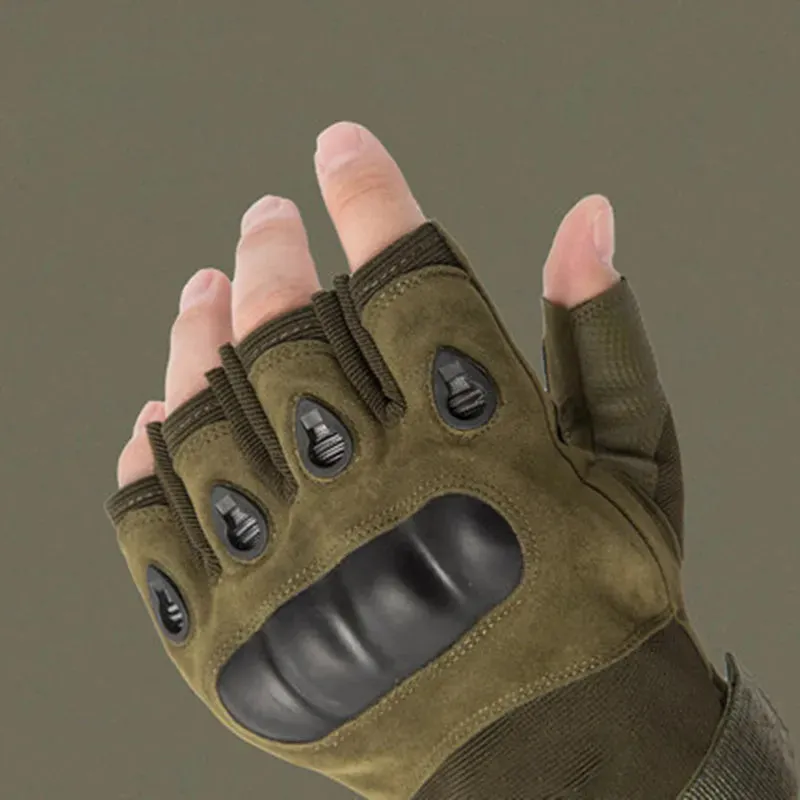 Fingerless Men's Gloves Hard Knuckle Military Tactical Gloves Outdoor Sports Hunting Airsoft Motorcycle Cycling Glove HalfFinger