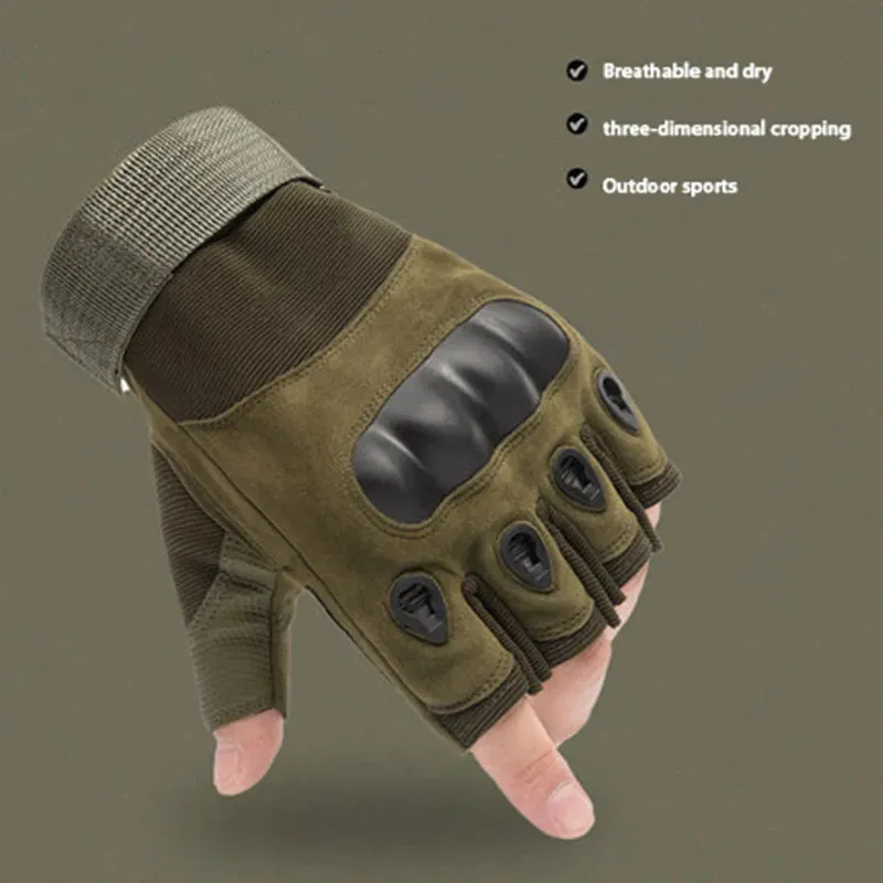 Fingerless Men's Gloves Hard Knuckle Military Tactical Gloves Outdoor Sports Hunting Airsoft Motorcycle Cycling Glove HalfFinger