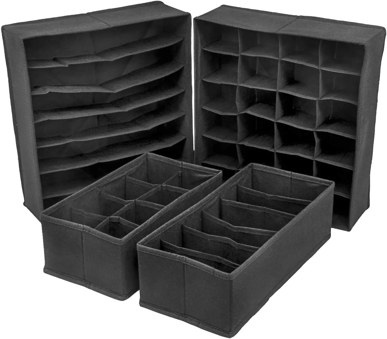 Foldable Drawer Dividers Set, Black, Clothing Organizers