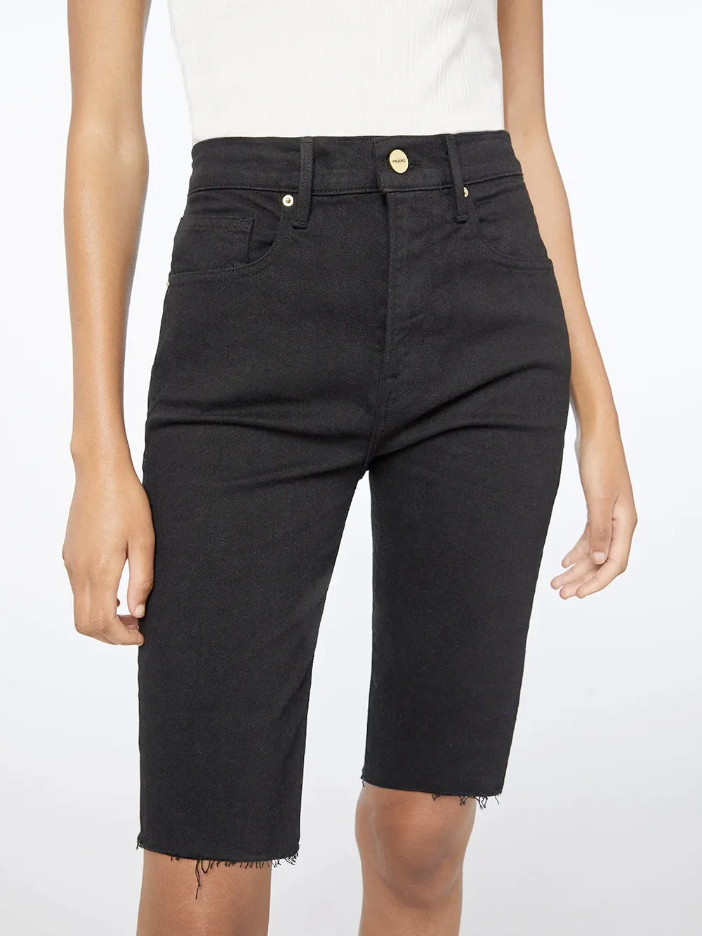 Frame Denim - Le Vintage Bermuda Raw Edge Shorts in Film Noir