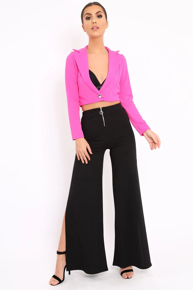 Fuchsia Plunge Blazer Style Top - Elis