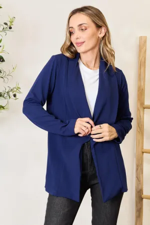 Full Size Statement Neck Open Front Blazer