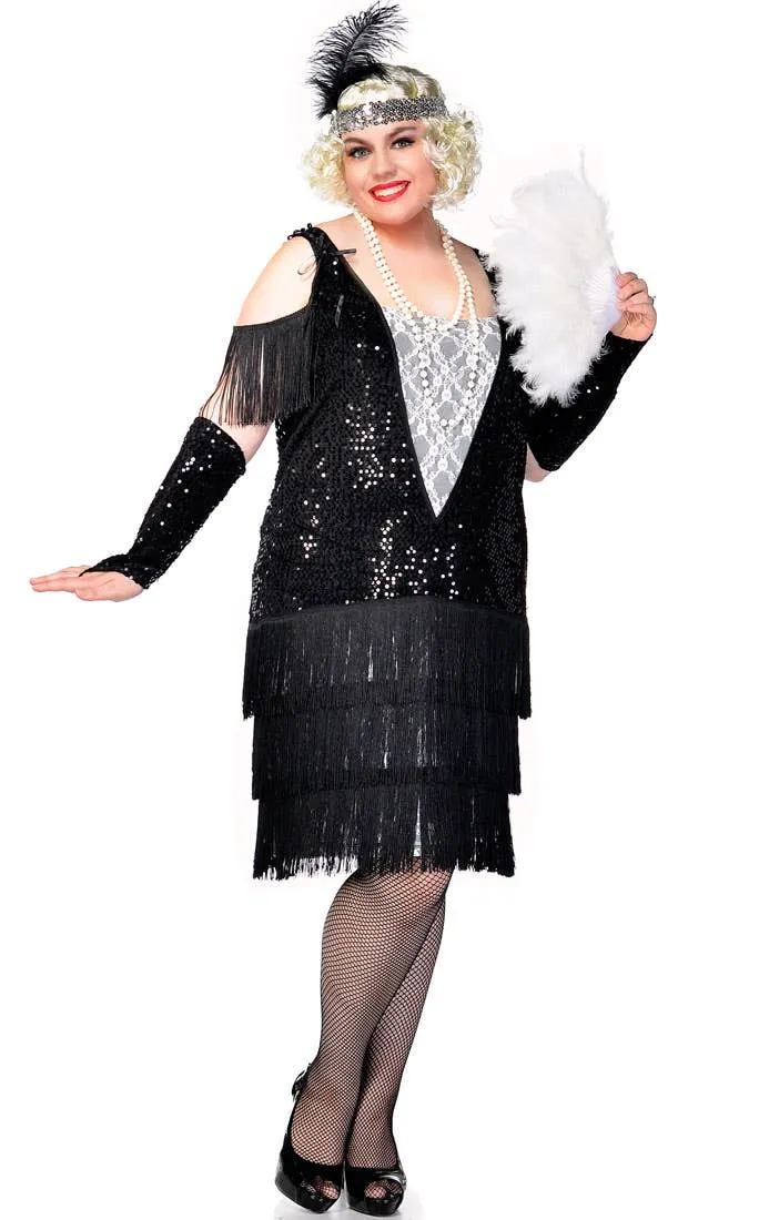 Gatsby Girl Deluxe Plus Size Sequin 1920s Flapper Dress Costume