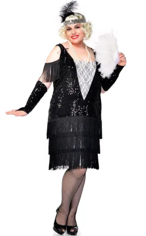 Gatsby Girl Deluxe Plus Size Sequin 1920s Flapper Dress Costume