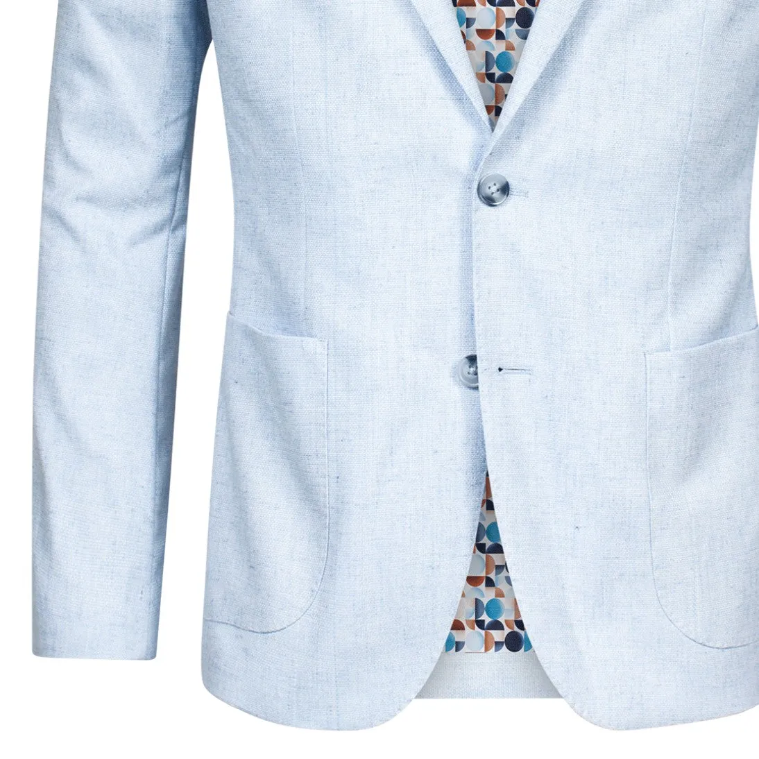 Giordano Mitchell Two-Tone Linen Blend Blazer in Light Aqua 412607