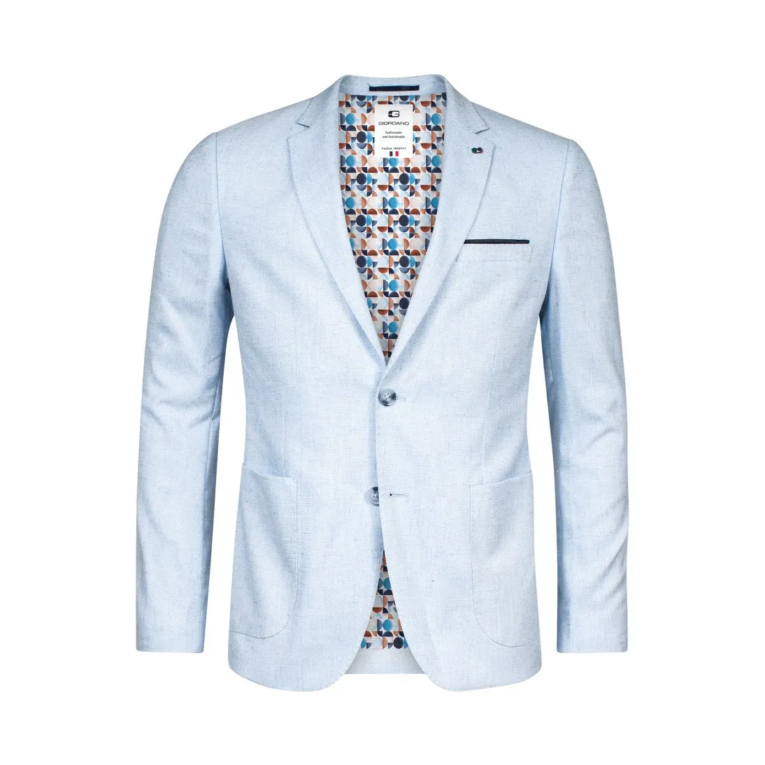 Giordano Mitchell Two-Tone Linen Blend Blazer in Light Aqua 412607