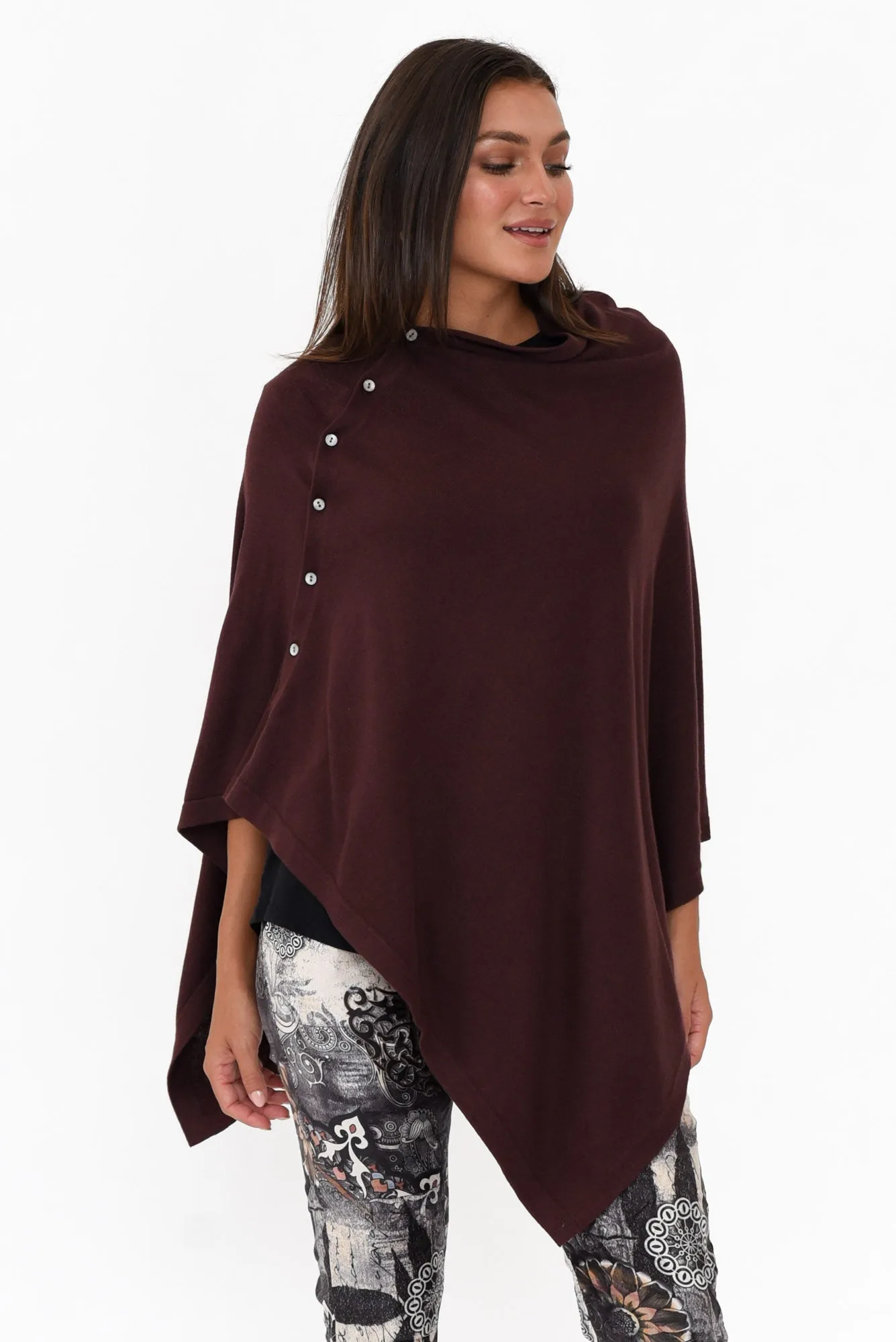 Gisele Brown Button Up Poncho