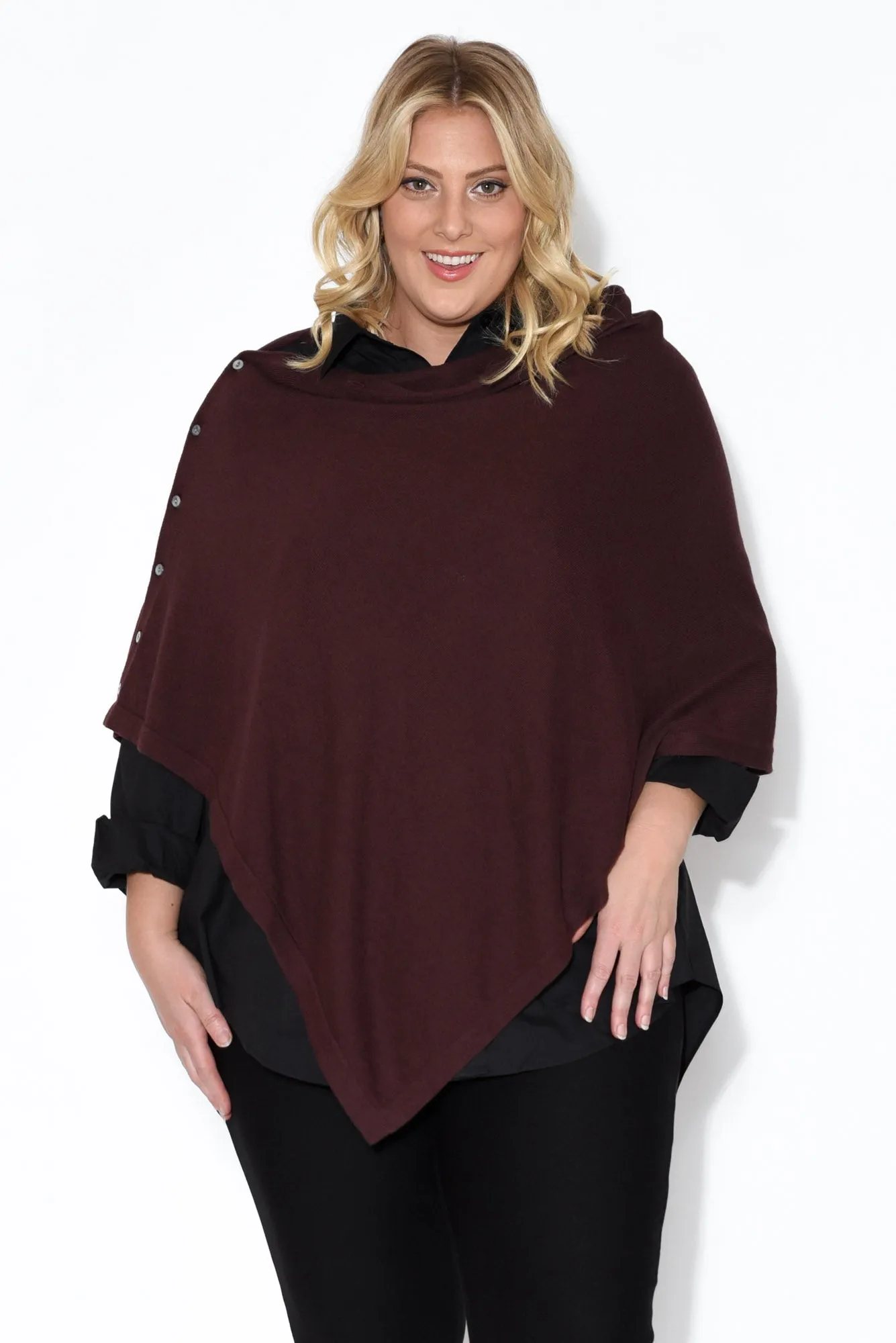 Gisele Brown Button Up Poncho