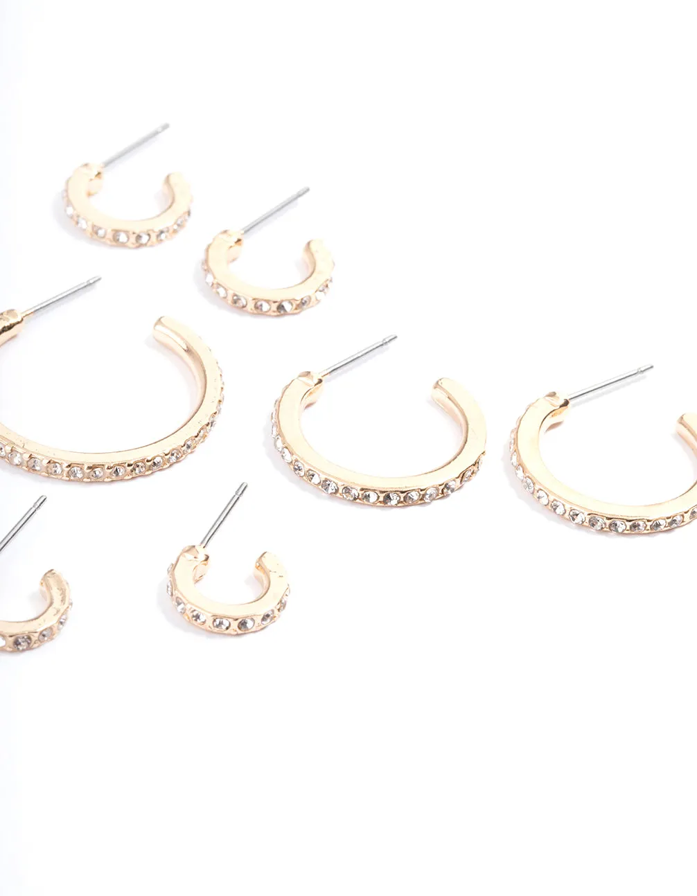 Gold Diamante Multi Size 4-Pack Hoop Earrings