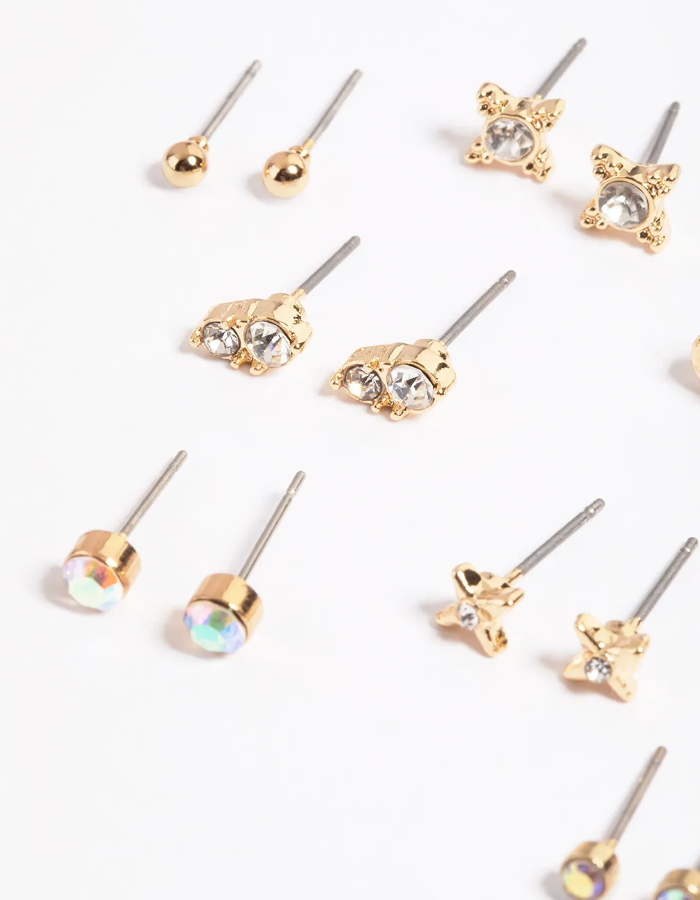 Gold Diamante Stud Earring 12-Pack