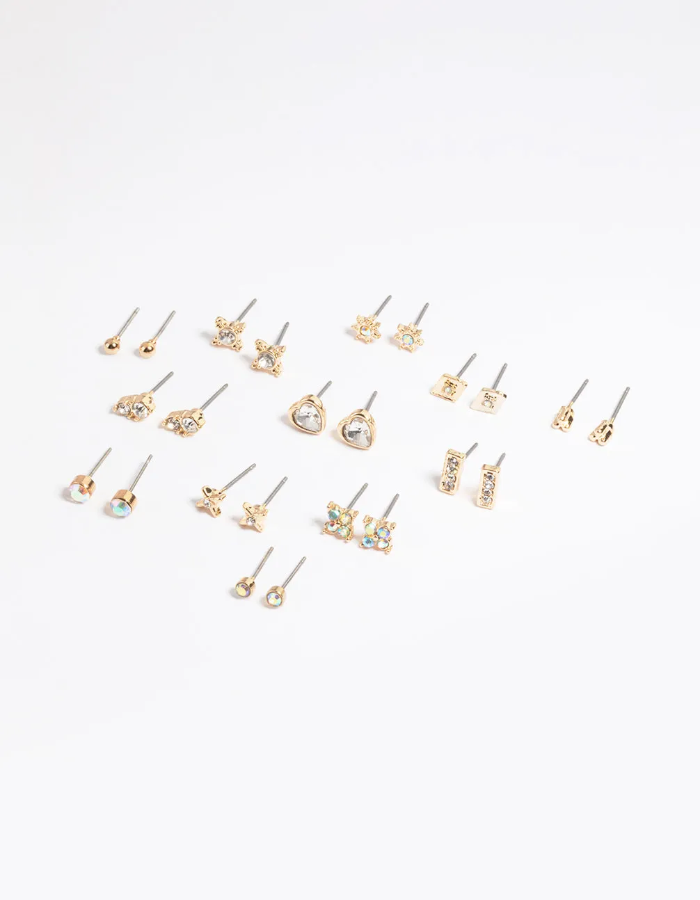 Gold Diamante Stud Earring 12-Pack