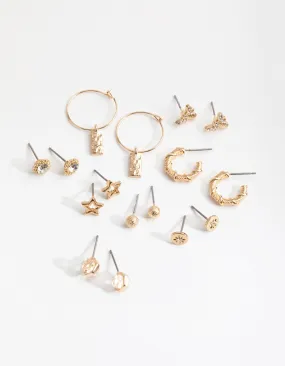 Gold Hoop & Bee 8-Pack Earring