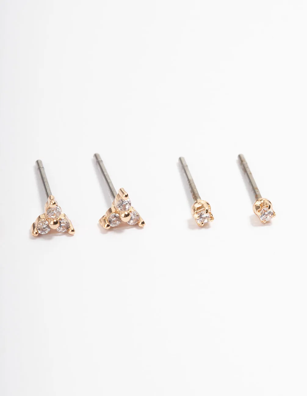 Gold Mini Cubic Zirconia Stud Earrings Pack