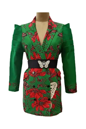 Green Butterfly Blazer Dress