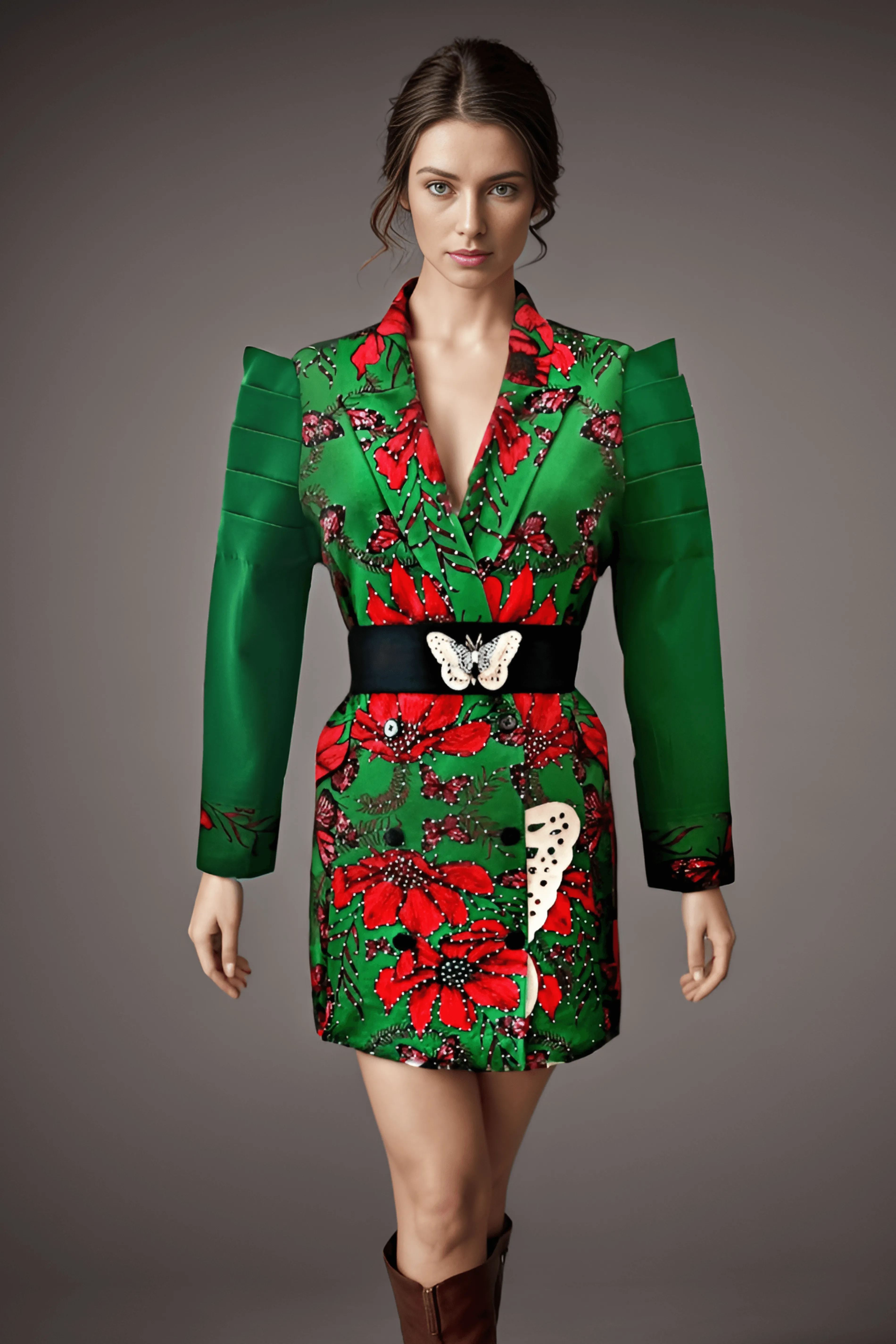 Green Butterfly Blazer Dress