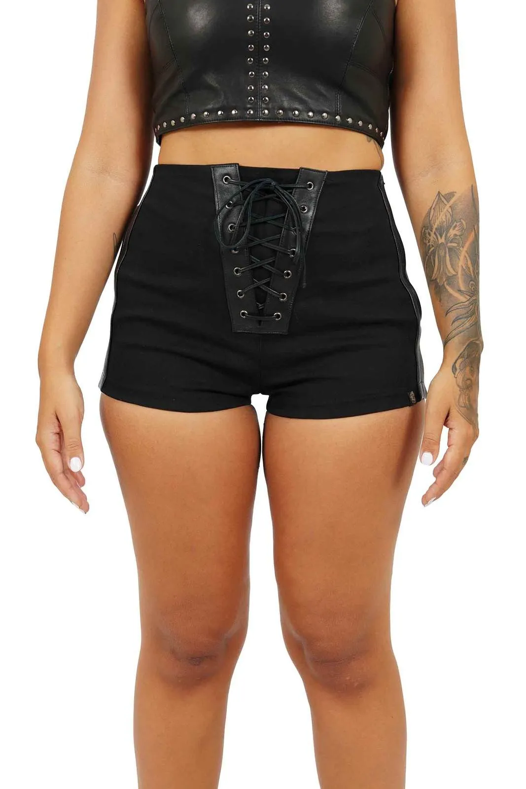 Hendrix Black Lace Up Shorts