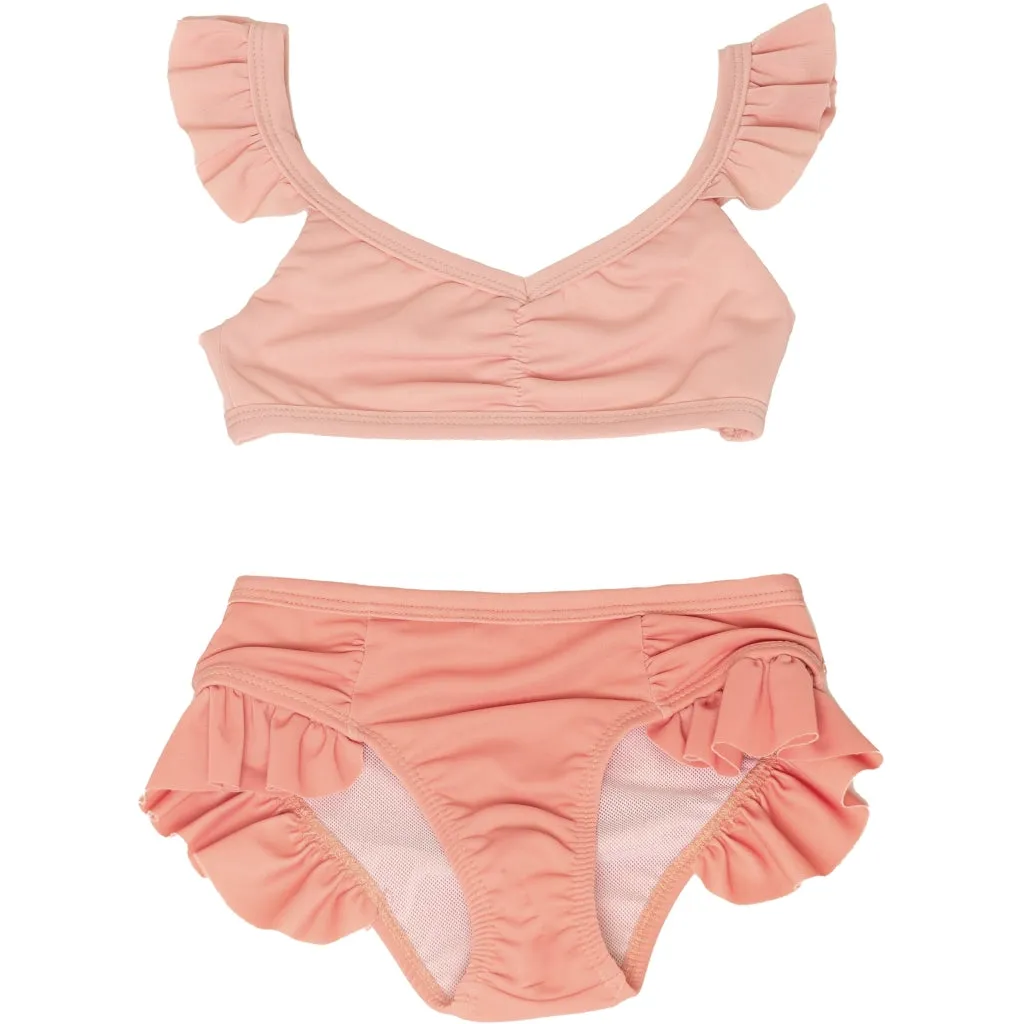 High Waist Bikini | UPF 50  Swimsuit Recycled - Blush Bloom, Coral Rouge