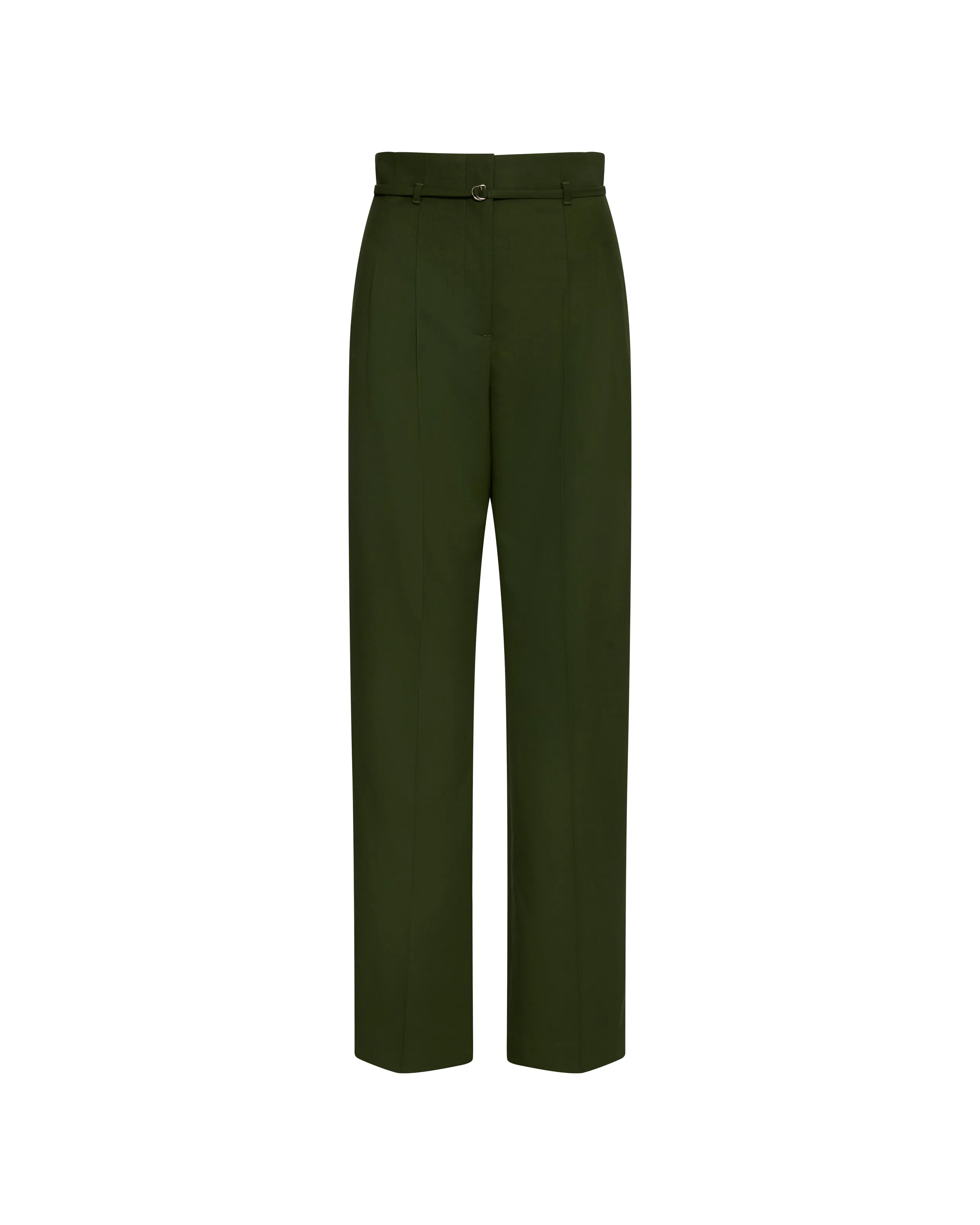 High-Waisted Belted Trouser in Seasonless Wool | Olive