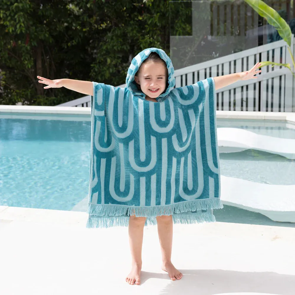 HiLo Kids Beach Poncho - Turquoise by Bambury