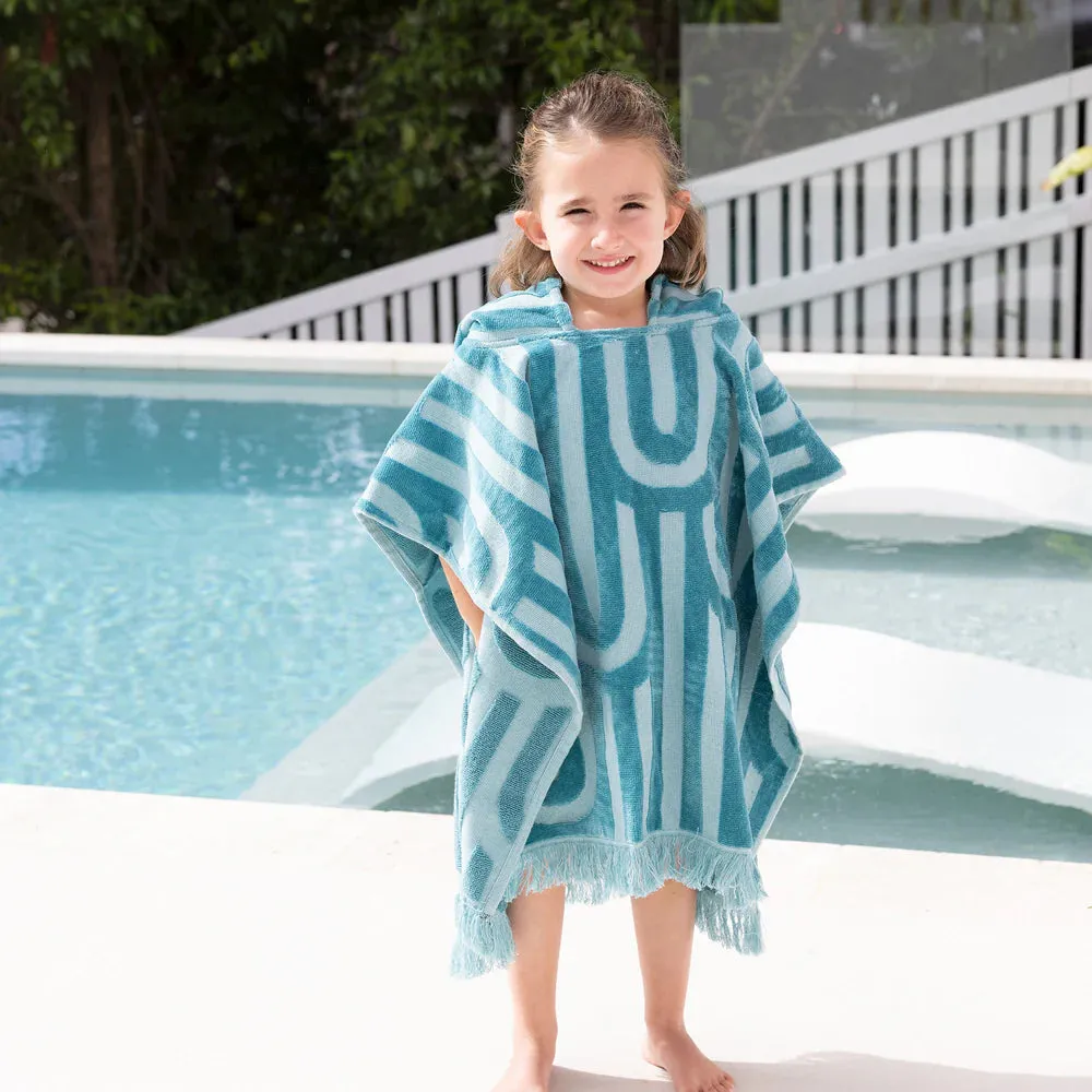 HiLo Kids Beach Poncho - Turquoise by Bambury