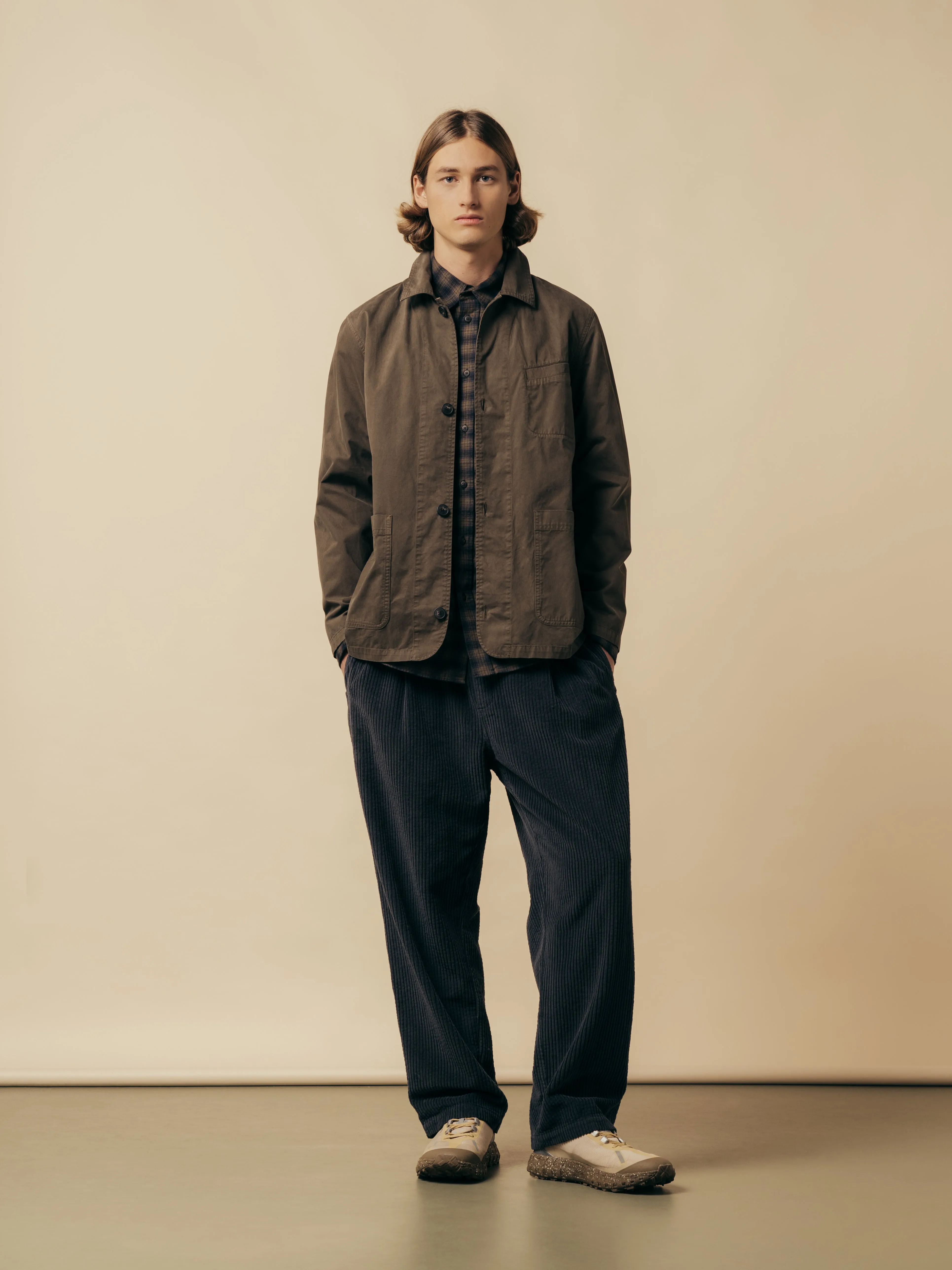 Huntly Jacket In Dark Olive Cotton Twill