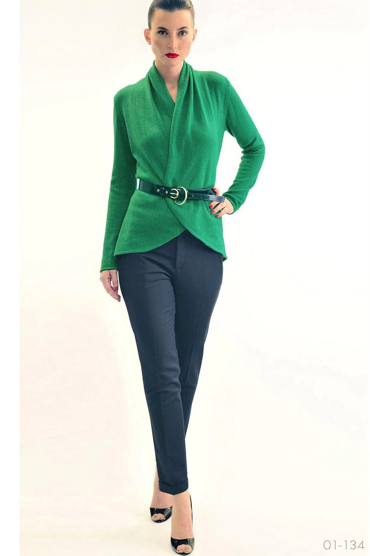 Jade green Cashmere Cardigan - Pointelle