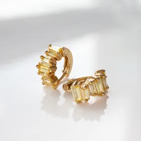 Jagged Baguette Yellow & Gold 8mm Baby Huggie Earrings