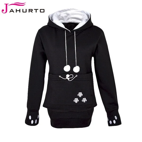 Jahurto Cartoon Hooded Hoodies Lover Cats Kangaroo Dog Hoodie Cool Long Sleeve Sweatshirt Front Pocket Casual Animal Ear Hoodie