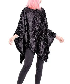 JC088203 Faux Fur Sequin Poncho