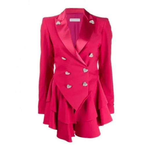 Juno Temple Pink Heart Button Blazer