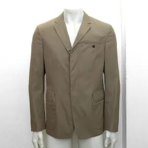 Khaki Viscose & Cottton Blend Blazer Jacket