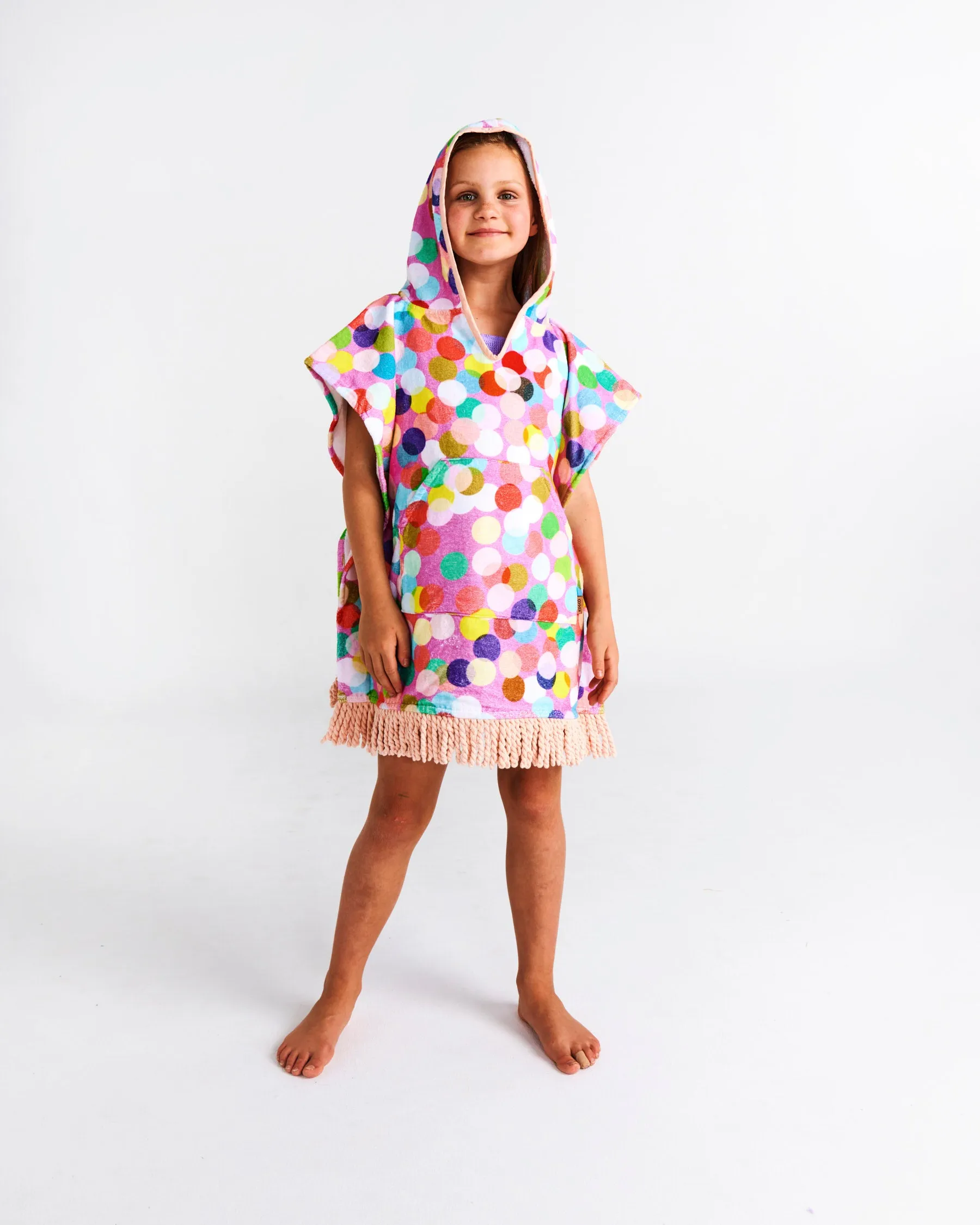 Kip & Co Confetti Pink Printed Kids Terry Poncho