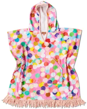 Kip & Co Confetti Pink Printed Kids Terry Poncho