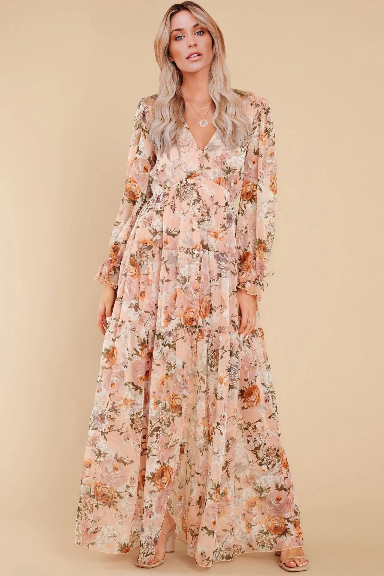 KittenAlarm - Prosperous Floral Chiffon Boho Maxi Dress - FINAL SALE