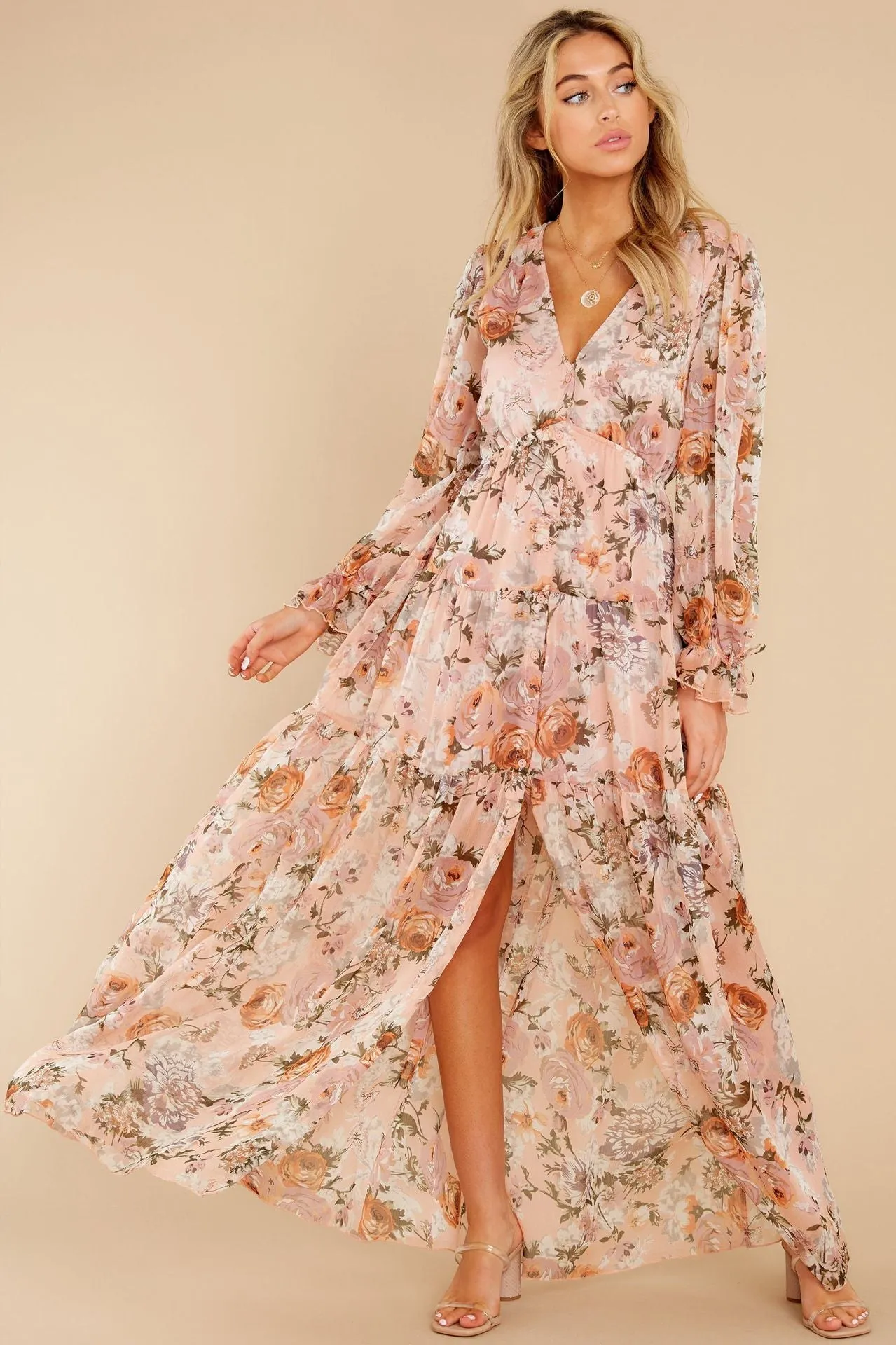 KittenAlarm - Prosperous Floral Chiffon Boho Maxi Dress - FINAL SALE