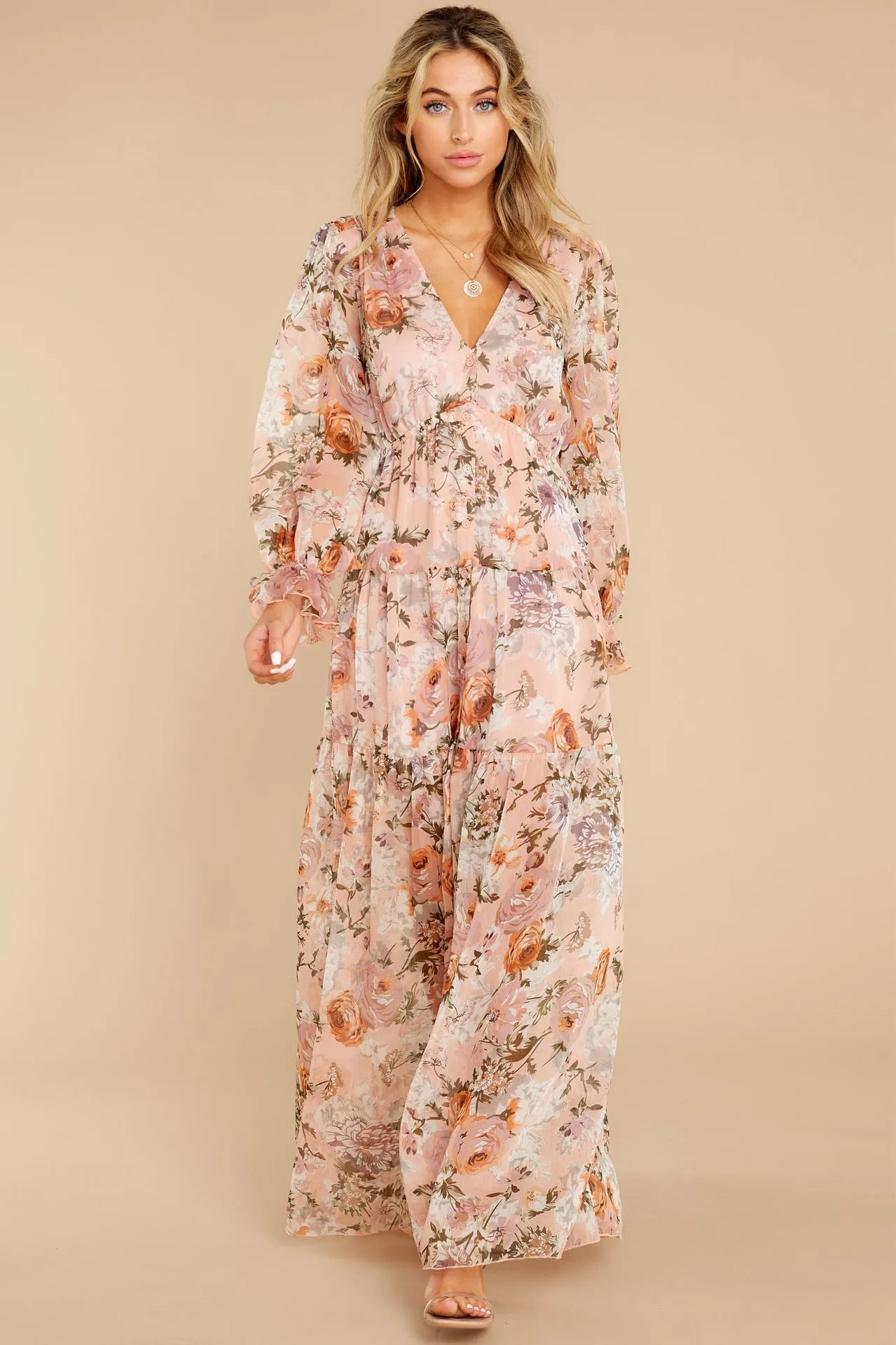 KittenAlarm - Prosperous Floral Chiffon Boho Maxi Dress - FINAL SALE