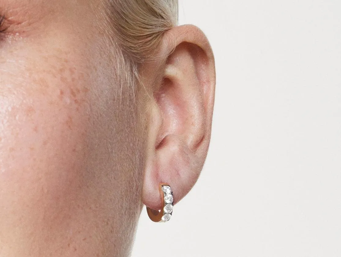 Lab-Grown Diamond ⅘ct. tw. Round Brilliant Pavé Huggie Hoops | White