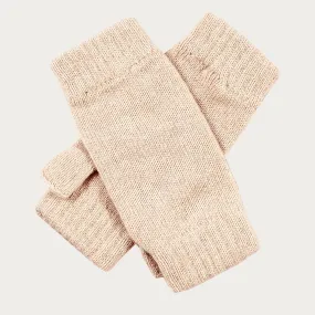 Latte Fingerless Cashmere Mittens