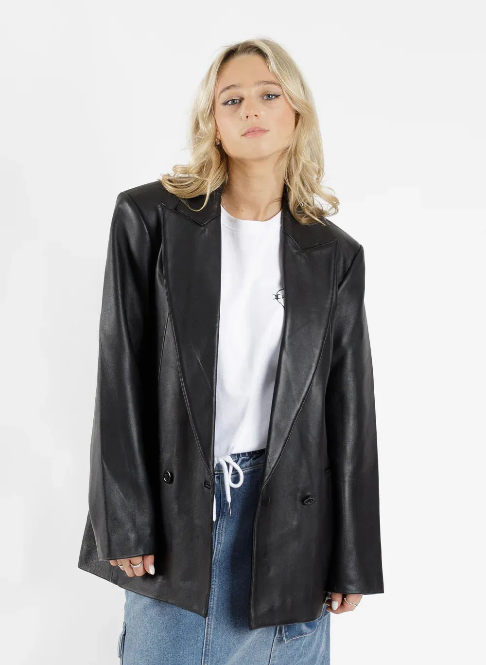 Leather Tux Jacket - Black