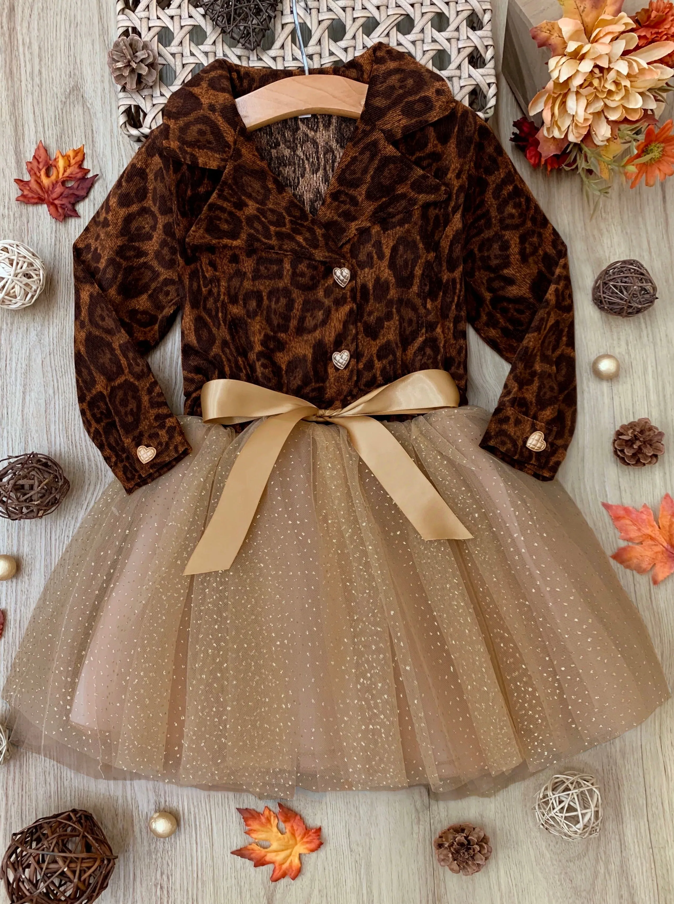 Leopard Print Shimmer Tutu Dress