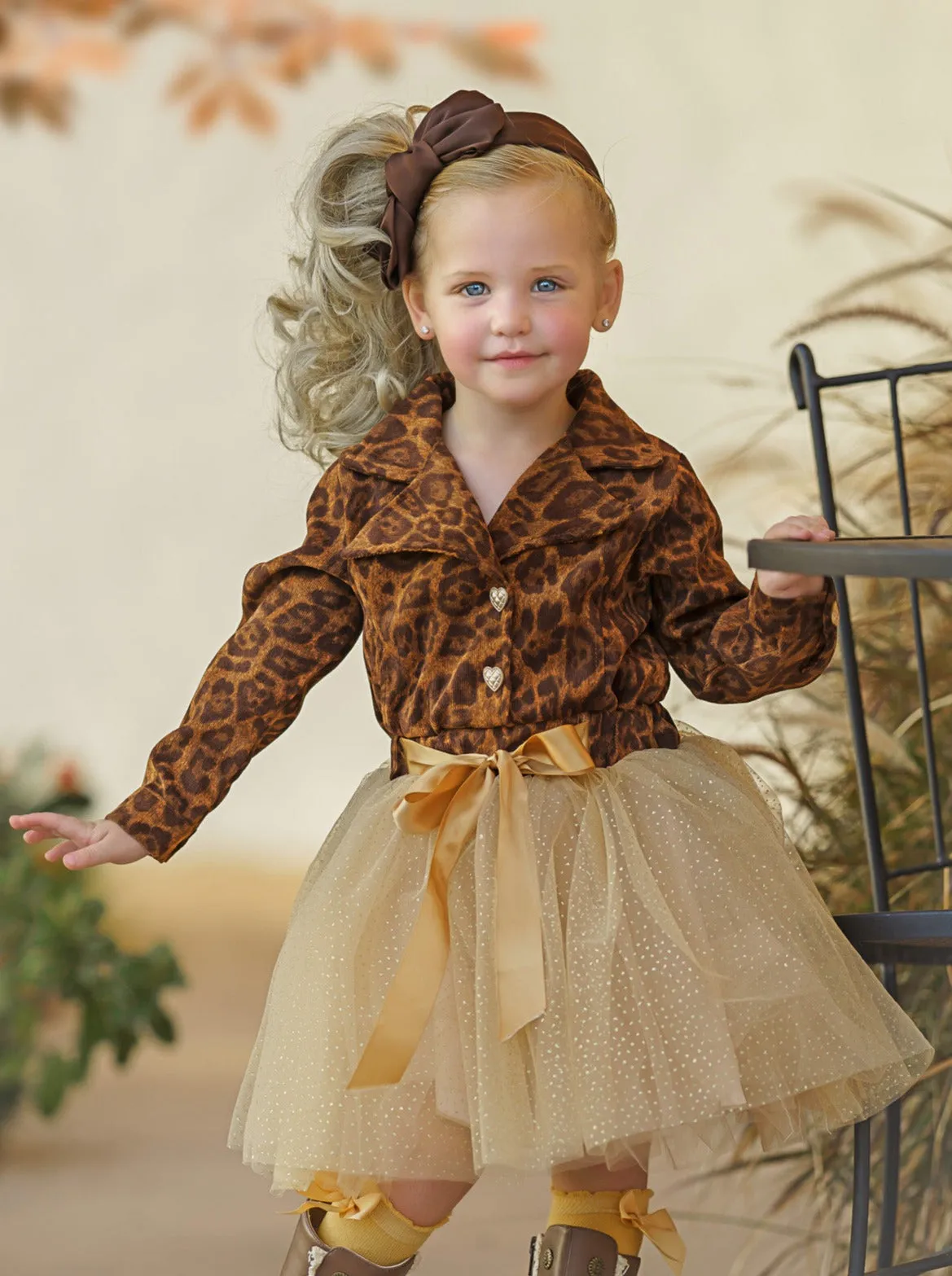 Leopard Print Shimmer Tutu Dress