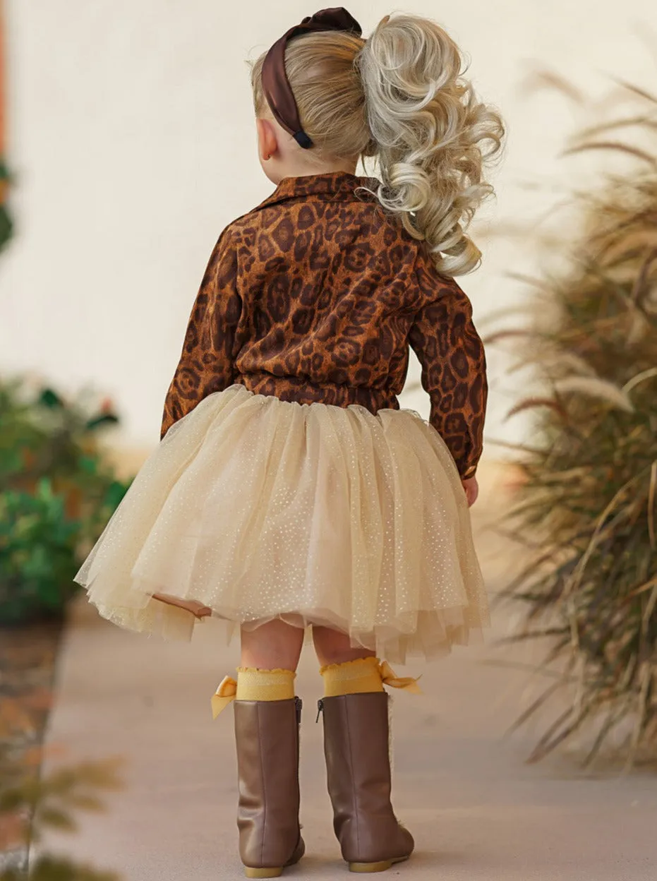 Leopard Print Shimmer Tutu Dress