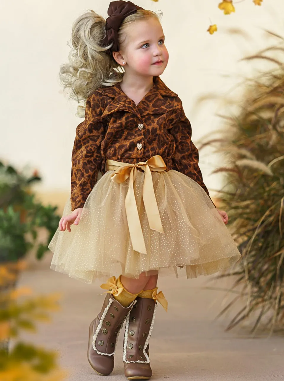 Leopard Print Shimmer Tutu Dress