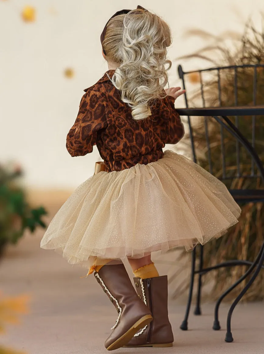 Leopard Print Shimmer Tutu Dress