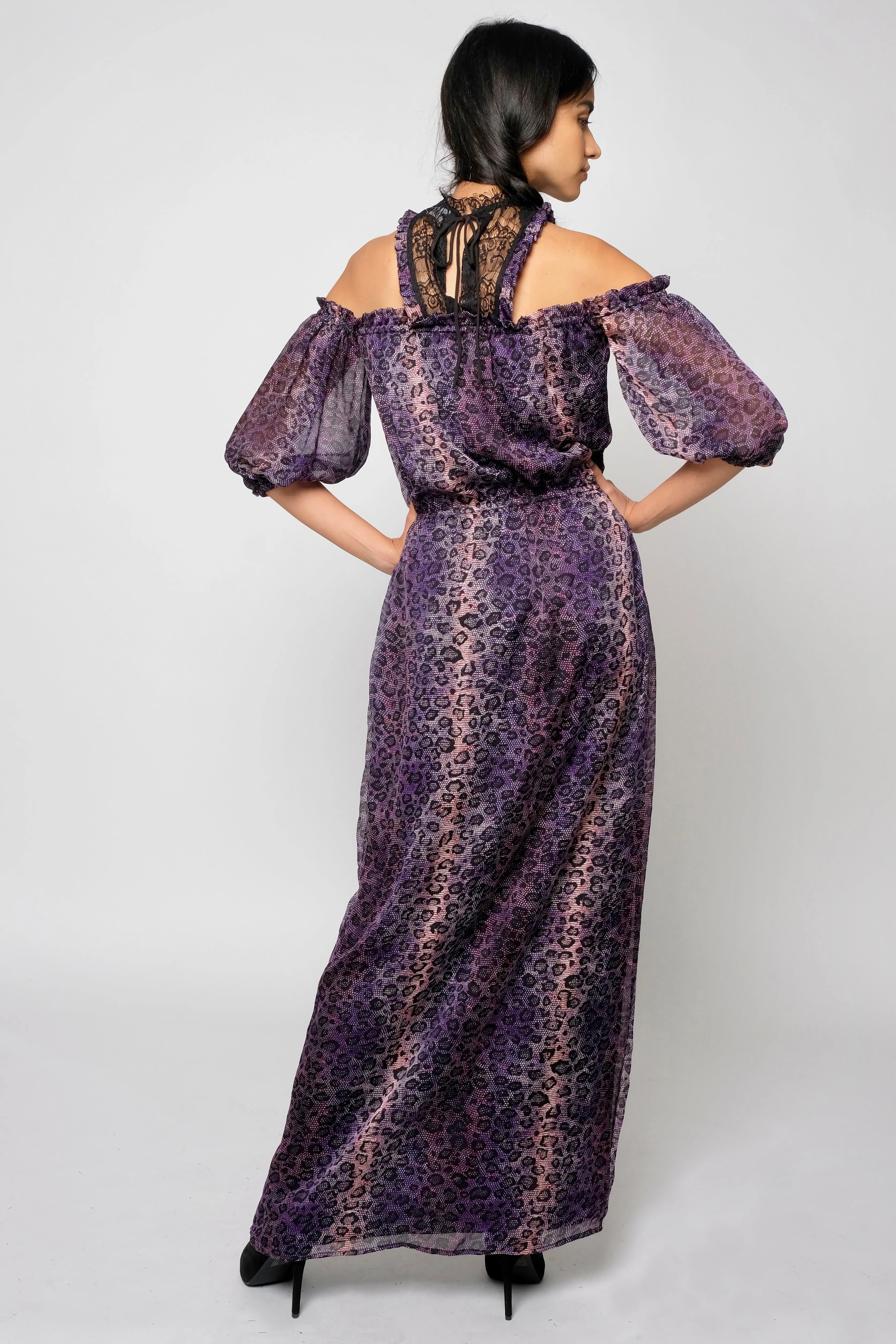 Leopard print Silk chiffon maxi dress